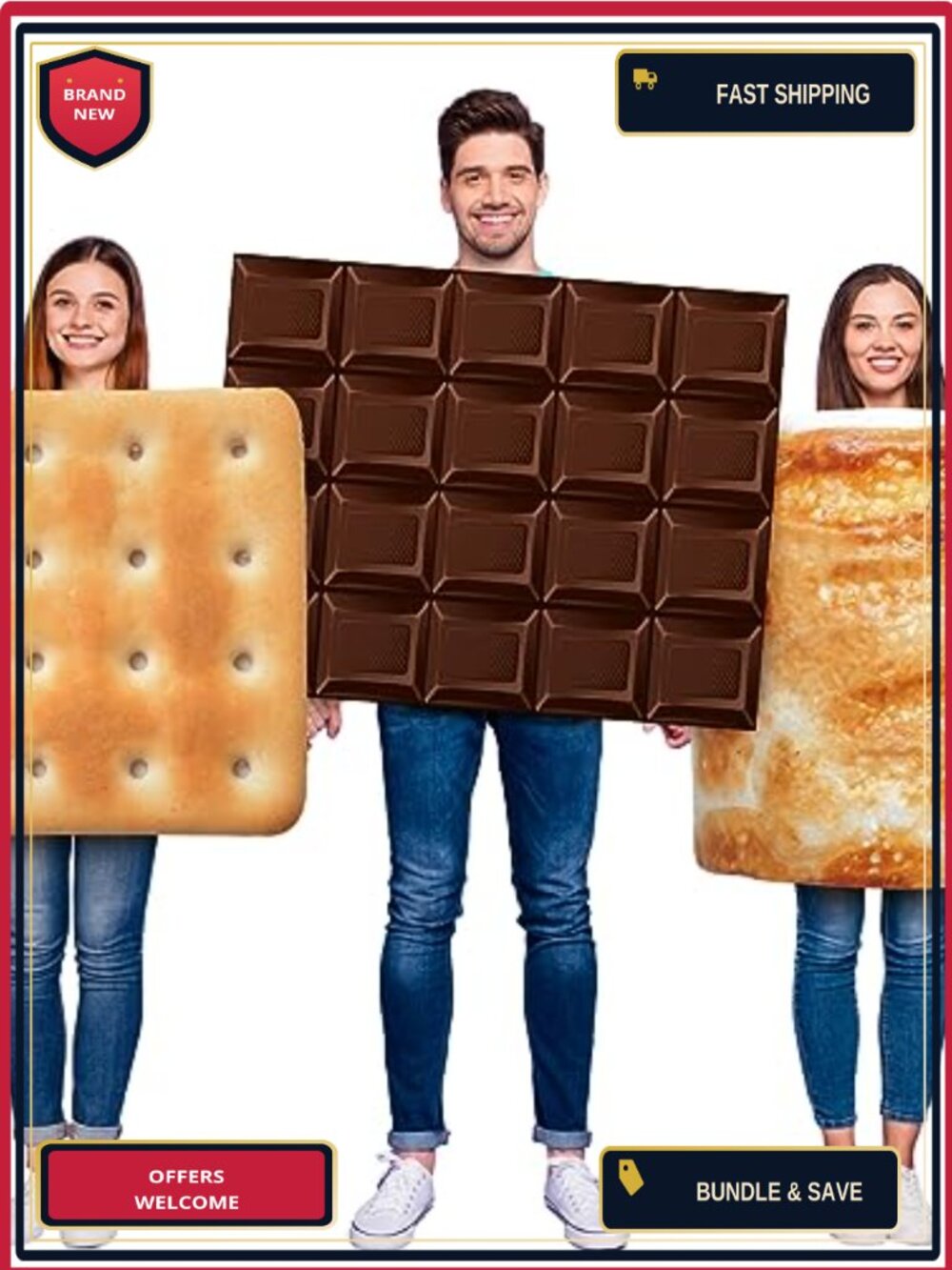 3-Piece Adult Halloween Group Costume Set Composite Foam One Size Cosplay